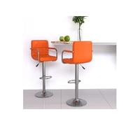 Tabourets de bar lot de 2 orange similicuir334600