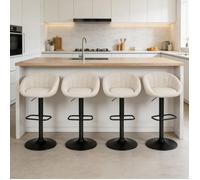 Tabourets de Bar Moderne VIVOLILV,Lot de 4,Velours,Chaise Bar Réglable en Hauteur,Chaise Haute Cuisine Avec Repose Pieds,Beige