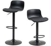 Tabourets de bar,OMOZUN,tabourets de bar pivotants,tabourets de bar réglables,lot de 2,dossier en similicuir et plastique,hauteur réglable par vérin à gaz,rotation fluide à 360°,noir Noir