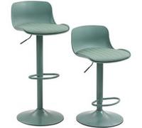 Tabourets de bar,OMOZUN,tabourets de bar pivotants,tabourets de bar réglables,lot de 2,dossier en similicuir et plastique,hauteur réglable par vérin à gaz,rotation fluide à 360°,vert Vert