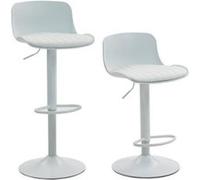 Tabourets de bar,OMOZUN,tabourets de bar pivotants,tabourets de bar réglables,lot de 2,dossier en similicuir et plastique,hauteur réglable par vérin à gaz,rotation fluide à 360°,blanc Blanc
