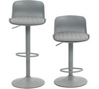 Tabourets de bar,OMOZUN,tabourets de bar pivotants,tabourets de bar réglables,lot de 2,dossier en similicuir et plastique,hauteur réglable par vérin à gaz,rotation fluide à 360°,gris Gris