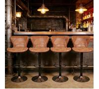 Tabourets de Bar PIPIPOXER, Lot de 4 Chaise de Bar Industrielle avec Repose-Pieds,Hauteur Réglable,Chaise Haute Bar Marron