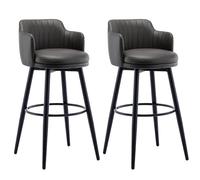 Tabourets de Bar pivotants de 65 cm de Hauteur comptoir, Lot de 2, en Similicuir Gris, élégants et Confortables avec Dossier, pour Cuisine et Restaurant.