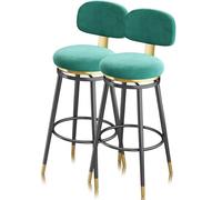 Tabourets de bar pivotants Ensemble de 1/2/3/4, tabourets hauteur de comptoir avec dossiers, cadres en métal, chaise rembourrée chaise haute Morden for îlot de cuisine(Green Black,2 PCS 65cm)