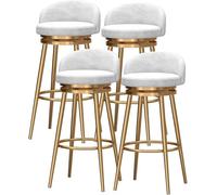 ° tabourets de Bar pivotants Ensemble de 4 chaises de Bar remplies en Velours de Cuisine en Velours avec Dossier Bas Jambe en métal doré, comptoirs de Cuisine (Blanc, 65 cm)