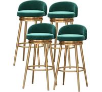 ° tabourets de Bar pivotants Ensemble de 4 chaises de Bar remplies en Velours de Cuisine en Velours avec Dossier Bas Jambe en métal doré, comptoirs de Cuisine (Vert, 65 cm)