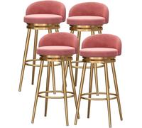 ° tabourets de Bar pivotants Ensemble de 4 chaises de Bar remplies en Velours de Cuisine en Velours avec Dossier Bas Jambe en métal doré, comptoirs de Cuisine (Rose, 75 cm)