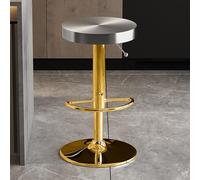 Tabourets de bar pivotants modernes en acier inoxydable à hauteur réglable avec repose-pieds, design contemporain rond pour pub, bistro, cuisine et salle à manger - Finition argentée