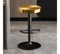 Tabourets de bar pivotants modernes - Hauteur réglable en acier inoxydable avec dessus rond pour pub, bistrot, cuisine, salle à manger avec repose-pieds - Design contemporain (taille : D + noir)