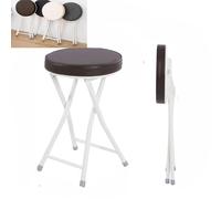 Tabourets de bar pliables empilables avec sièges rembourrés rembourrés - 50,8 cm de haut - Chaises portables pour cuisine, salle à manger et petit déjeuner - Couleur marron