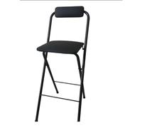 Tabourets de bar pliants hauts avec dossier et repose-pieds - Cadre en métal pliable - Pour petit déjeuner et cuisine - Blanc/noir - 70 cm