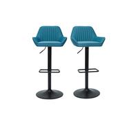 Tabourets de bar réglables design en tissu bleu (lot de 2) RONNIE