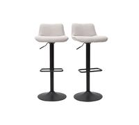 Tabourets de bar réglables pivotants 360° en tissu effet velours texturé beige et métal noir (lot de 2) BOOST
