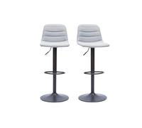 Tabourets de bar réglables pivotants 360° en tissu gris clair et métal (lot de 2) SAURY