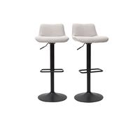 Tabourets de bar réglables pivotants 360° en tissu effet velours texturé beige et métal noir (lot de 2) BOOST
