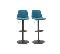 Tabourets de bar réglables pivotants 360° en tissu et métal bleu canard (lot de 2) SAURY