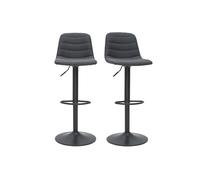 Tabourets de bar réglables pivotants 360° tissu et métal gris foncé (lot de 2) SAURY