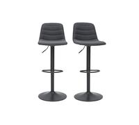 Tabourets de bar réglables tissu et métal gris foncé (lot de 2) saury