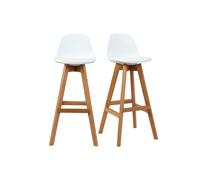 Tabourets de bar scandinaves blanc et bois 65 cm (lot de 2) MINI PAULINE