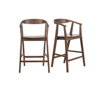 Tabourets de bar scandinaves en bois foncé H66.5 cm (lot de 2) BAHIA