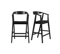 Tabourets de bar scandinaves en bois noir H66.5 cm (lot de 2) BAHIA