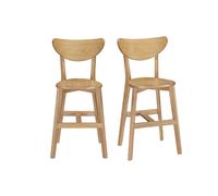 Tabourets de bar scandinaves finition chêne H65 cm (lot de 2) LEENA