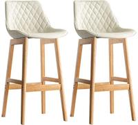 Tabourets de Bar, tabourets de comptoir en Faux Cuir de la Ferme, îlot de Cuisine, Chaise élevée avec des Jambes en Bois Un Repose-Pieds, Support 330 Livres (White-2ps, 61 cm)
