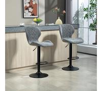 Tabourets de bar - Tabourets de comptoir - Tabourets de cuisine - Tabourets de bar réglables - Ensemble de 2 tabourets - Gris foncé - Hauteur d'assise réglable