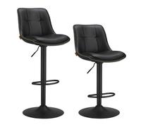 Tabourets de Bar - VASAGLE - Siège Pivotant à Hauteur Réglable - Matelassé - Noir d'encre
