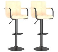 Tabourets de Bar Velours Crème 2 Pièces avec Pivot 360 Degrés et Réglage | Tabourets comptoir velours crème, paire, assise rembourrée, cadre acier, repose-pied, usage bar, salle à manger
