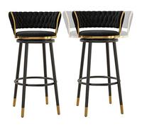 Tabourets de Bar Velvet Comptoir Hauteur Bar Chaises de Bar avec degrés Soutrque Bar Top Bar Tools Island Tabourets pour comptoir de Cuisine/Salle à Manger/Bar à Domicile (Black-2PS, 75 cm)