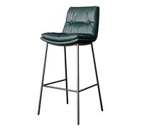 Tabourets de Bar Verts avec Dossier en Similicuir, chaises de Cuisine/Salle à Manger/Salon, Coiffeuse/Maquillage, Assise rembourrée et Confortable, Pieds en métal Noir, Hauteur 75 cm.