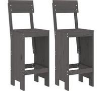 vidaXL Tabouret de bar 2 pcs. Gris 40x48,5x115,5 cm Pin massif