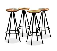 Tabourets de bar - vidaXL - Lot de 4 - Bois massif de récupération - Acier - 30 x 76 cm