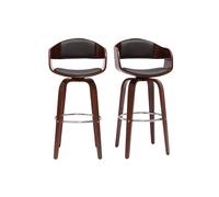 Tabourets de bar vintage pivotants 360° noyer H67.5 cm (lot de 2) GAO