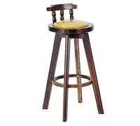 Tabourets de Bar Vintage, tabourets en Cuir PU en Cuir rembourré avec Dos, tabourets Hauts pour îlot de Cuisine, pub bistrot, Restaurant, Jambe en Bois Massif (jaune-1ps, 63 cm)
