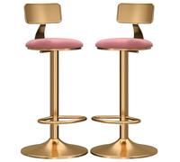 Tabourets de comptoir en Jeu de 2 tabourets à Manger de Petit-Tools, Chaise de Barre de Pivot mécanique, Dossier Bas, Repose-Pieds en Or pour la Cuisine, comptoirs de Haut (Rose, 45-60 cm (17.7-23.6