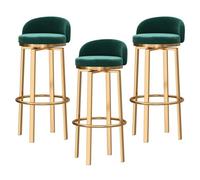 Tabourets de comptoir tabourets de comptoir tabourets de Bar à 3, 3 Ans de Bar pivotants en Velours rembourré avec dossiers repousses, Nordiques Luxury Luxury Confortable Tabourets îlots (Vert, 75 cm