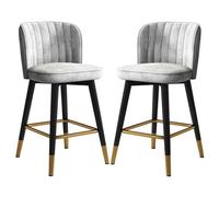 Tabourets de comptoir tabourets pivotants tabourets de Bar pivotant Ensemble de 2 Petits-Petits-déjeuner Velvet Garni de Chaise Haute avec Repose-Pieds pour comptoirs à Domicile (Gris, 65 cm (25,6