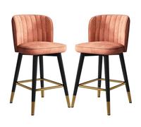 Tabourets de comptoir tabourets pivotants tabourets de Bar pivotant Ensemble de 2 Petits-Petits-déjeuner Velvet Garni de Chaise Haute avec Repose-Pieds pour comptoirs à Domicile (Orange, 65 cm (25,6