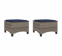 Tabourets De Jardin avec Coussins 2 Pièces, Tabourets En Polyrotin Gris | Polyrotin PE, cadre en acier enduit de poudre, coussins avec housses amovibles, repose-pieds ou siège