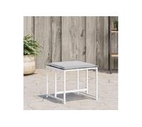 vidaXL Tabouret de jardin avec coussin 4 pcs. Blanc Acier et Textilène