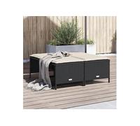 Tabourets de jardin avec coussins lot de 4 noir résine tressée, siège de jardin, sièges d'extérieur, tabouret cube, 368362
