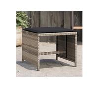 Tabourets de jardin coussins lot de 4 gris clair résine tressée, siège de jardin, sièges d'extérieur, tabouret cube, 4007488