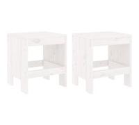 vidaXL Tabouret de jardin 2 pcs. Blanc 40x36x45 cm Pin massif