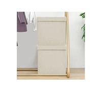 vidaXL Tabourets de rangement pliables 2 pcs Blanc crème Faux lin, Blanc G