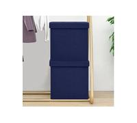 vidaXL Tabourets de rangement pliables 2 pcs Bleu Faux lin