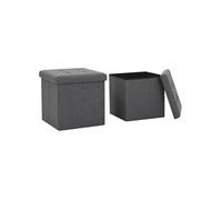 Vidaxl Tabourets De Rangement Pliables 2 Pcs Gris Foncé Faux Lin Gris