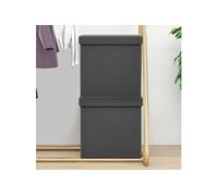 Vidaxl Tabourets De Rangement Pliables 2 Pcs Gris Pvc Gris